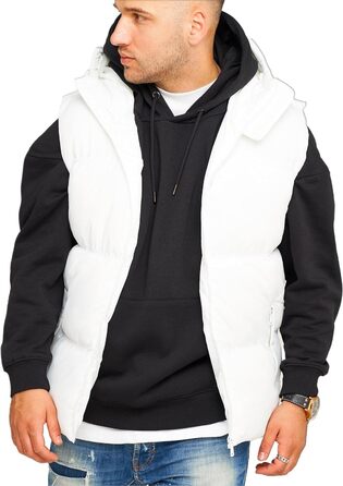 Чоловіча тепла жилетка з капюшоном, стеганий пуховик J17 (L, білий)