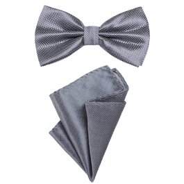 Метелик чоловічий DonDon сірий з нагрудною хустинкою, регульований розмір