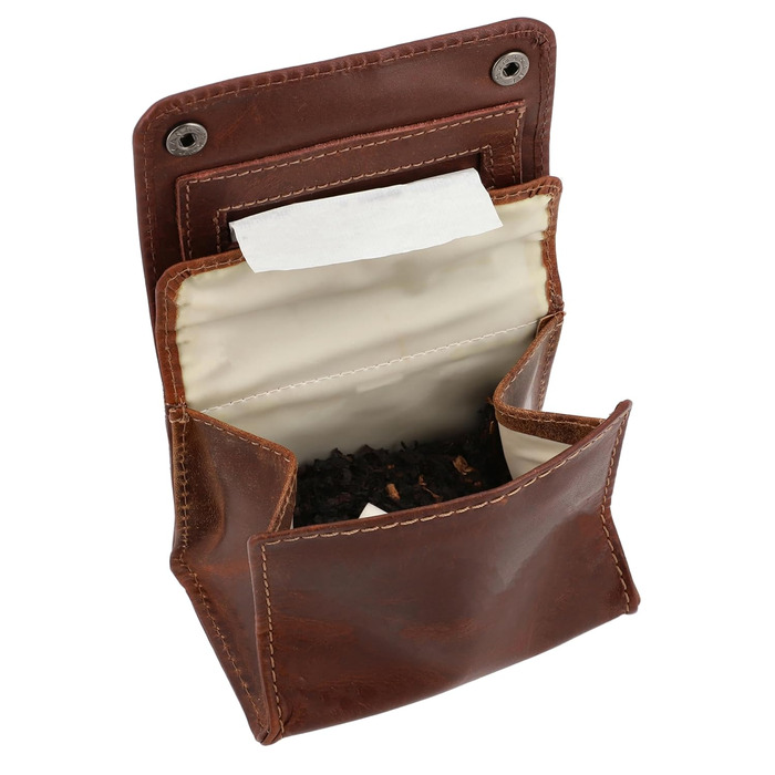 Gusti Tabaktasche Leder - Lutz Vegetable-tanned Ladies and Gentlemen Tobacco Pouch Rotating Pouch Tobacco Bag Fine Cut Pouch Brown Leather
