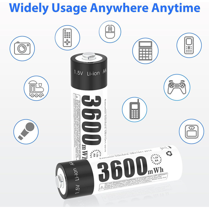 Зарядний пристрій для акумуляторів AA AAA AICARGER з LCD-дисплеєм, 4 слоти, швидка зарядка 5V/2A, 8 акумуляторів (3600 mWh)