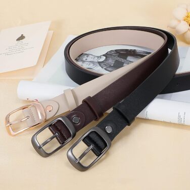 Жіночий шкіряний ремінь WHIPPY великого розміру, модний ремінь з телячої шкіри з надійною пряжкою, для джинсів, штанів, суконь, чорний (пряжка 'Пістолет'), 3XL:150см (підходить для талії 134-145см)