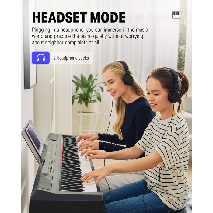 Електронне піаніно Donner DEP-10S: 88 клавіш, напівзважені, для початківців, з підставкою та педаллю