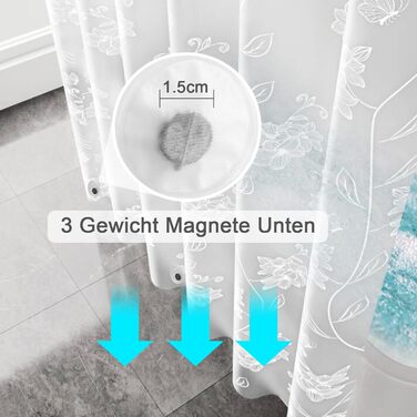 Штора для душу миюча Peva 300x200 см, біла в крапку, антигрибкова, прозора для ванної кімнати та душу