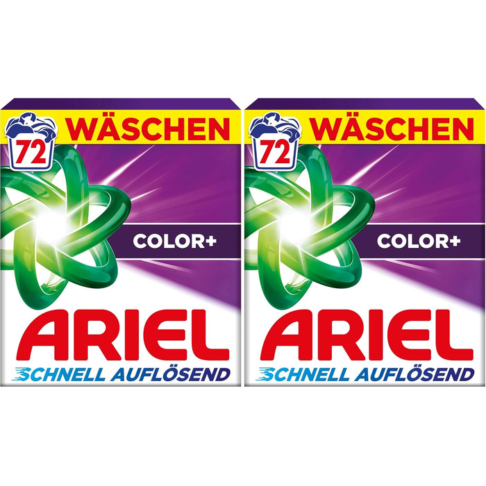 Пральний порошок Ariel Color+ для кольорових речей, швидкорозчинний, 100 прань, 3.6 кг (набір 2 шт)