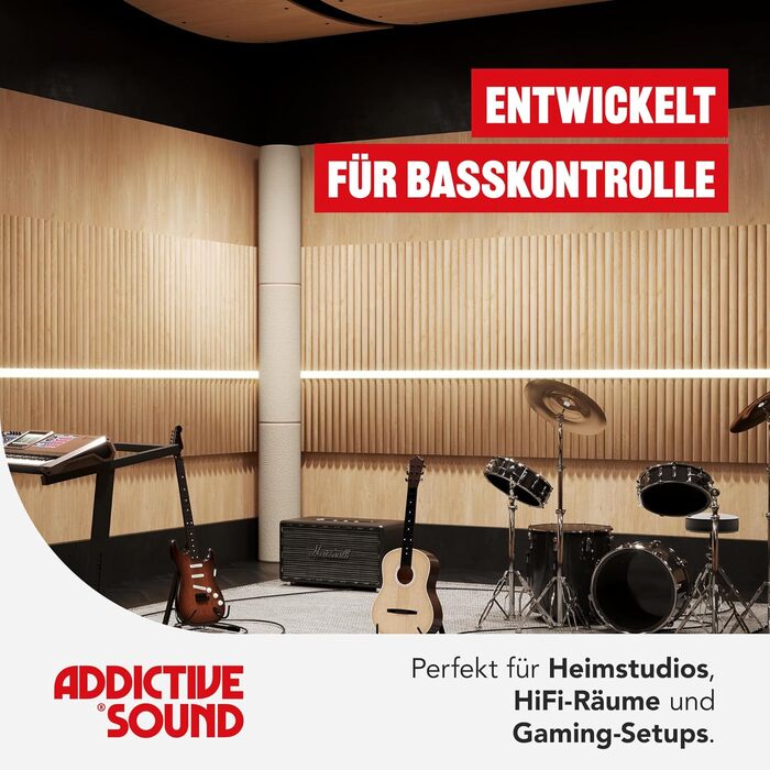 Бас-пастка Addictive Sound Bassfalle Rund Standard для студії, акустична панель зі спеціалізованої вовни (80-210 Гц), Apple, 98 см, Made in EU