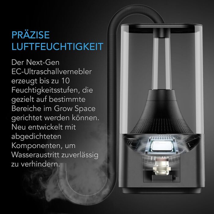 AC Infinity CLOUDFORGE T3 – Увлажнитель воздуха для растений 4.5 л с контролем VPD, 10-ступенчатый распылитель, удлиняемый шланг, защита от протечек, для гроубоксов