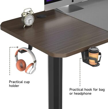 Електричний стіл Dripex з регулюванням висоти, 160x75x(71-117) см, для home office, горіх+чорний