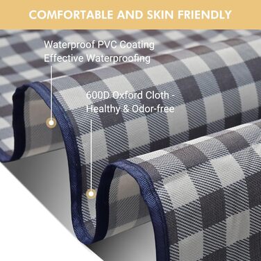 Килимок для пікніка Hozelin, водовідштовхуючий, складний, великий, пісконепроникний, 152.4 x 203.2 см (блакитний/білий)