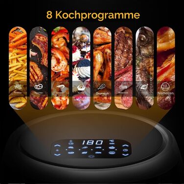 Аерофритюрниця Acekool 8л сіра, без олії, 1800 Вт, з рецептами та 8 програмами