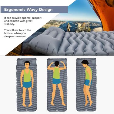 Unigear Camping Sleeping Pad - Small Packed Size, Inflatable Air Mattress for Camping, Sleeping Mat for Outdoor Use, Ultralight, Moisture-Resistant, Waterproof and Non-Slip, MULTI-FUNCTION (Gray with Pillow)