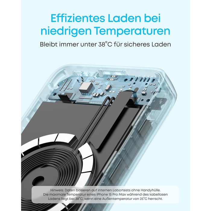 Anker Zolo Powerbank магнітна, 10000mAh, 30W, бездротова зарядка, для iPhone 17/16/15, AirPods та інших пристроїв (Блакитний)