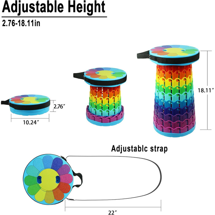 Тeleskopний складаний стілець для кемпінгу, риболовлі, подорожей та відпочинку на природі. Міцний, з вагою до 280 кг, колір: сонячно-зелений (26x26x46 см)