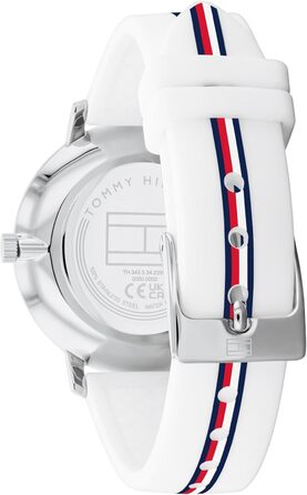 Годинник Tommy Hilfiger для жінок з кварцовим механізмом та сталевим браслетом (ланцюговим або сітковим), з шкіряним або силіконовим ремінцем (білий, силікон)