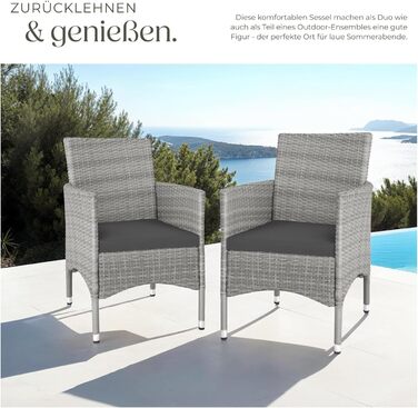 Tectake 2-Piece Rattan Garden Chair Set