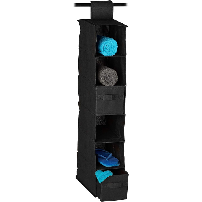 Органайзер для шафи Relaxdays з тканини, 6 відділень, 2 шухляди, 82x30x14,5 см, антрацит