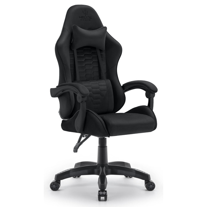 Ігрове крісло Hell's Chair HC-1000 Black, тканина, чорний