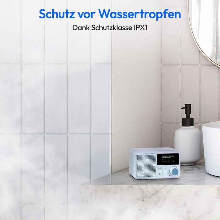 MEDION S66822 Портативне міні-радіо DAB+ з Bluetooth, акумулятор до 6,5 годин, кольоровий дисплей, телескопічна антена, таймер сну, будильник, AUX, USB-C, зелений (блакитний)