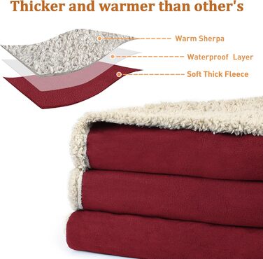 Водонепроникний килимок для собак Kritter Planet, м'який килимок для дому, захист дивану та автокрісла, 120x150 см (XL, Бордовий/Бежевий)