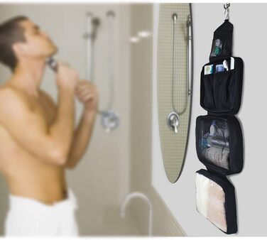 Чоловіча/Жіноча сумка-органайзер для косметики Jieei, водонепроникна, з 4 відділеннями, складна, компактна (L-чорний, L)