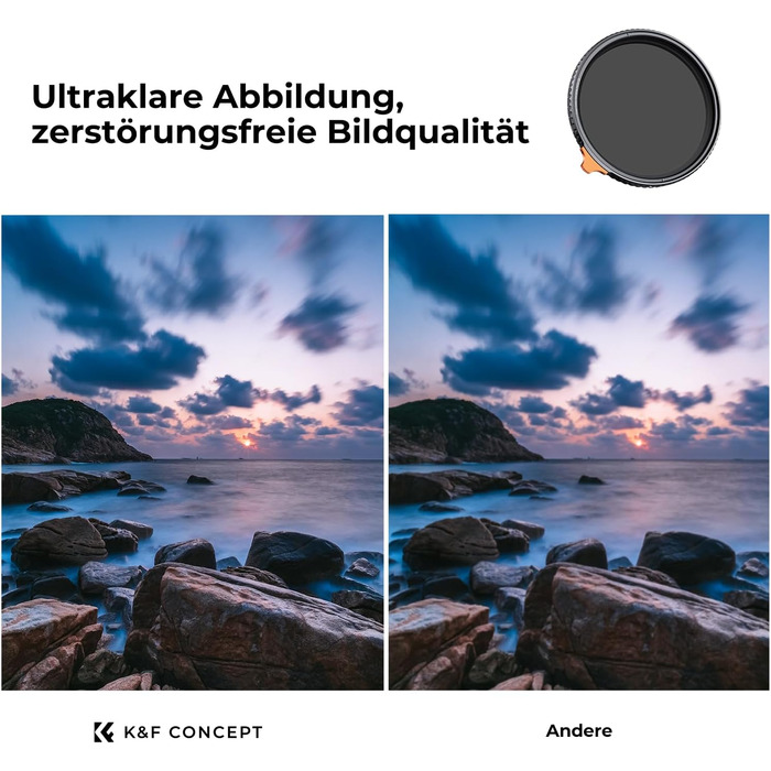 Фільтр нейтральної сірої ND K&F Concept Nano-X True Color Variabler 55mm (ND2-32, 1-5 ступенів)