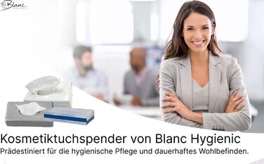 Blanc HYGIENIC Cosmetic Tissue Dispenser Futura – Wall-mountable tissue dispenser, dispenser for cosmetic tissues and wet wipes, capacity of 100 sheets, White
