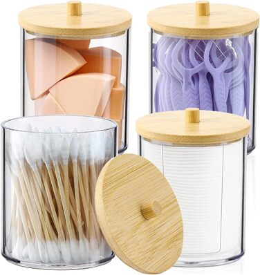 Організатор для ватних паличок та дисків Miiepls, прозорий акриловий контейнер для косметики