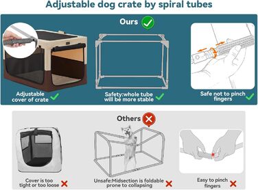 Клітка для собак Petsfit, складана, для середніх та маленьких собак, для дому, транспортування, з регульованим дизайном, з міцними сітчастими вікнами та м'якою підстилкою (61 x 46 x 43 см, колір кава)