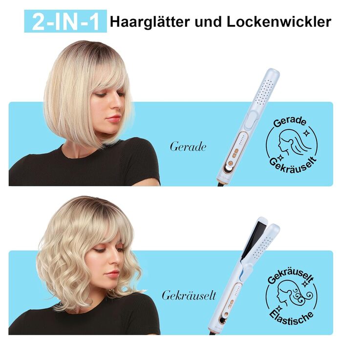 Випрямляч та локони 2-в-1 з функцією холодного повітря, 5 температурних режимів (140-220°C), Blow-функція для швидкого укладання