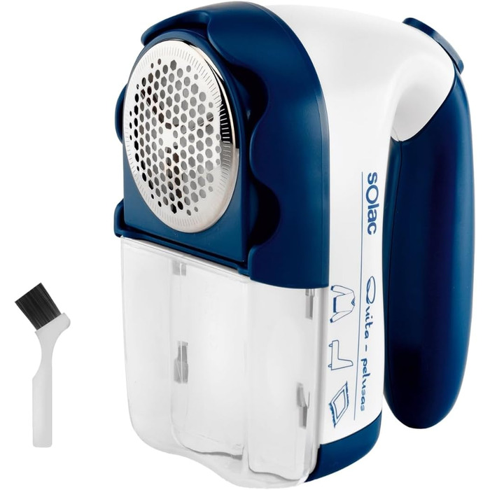 Електричний видалення ворсу Solac | 3 рівні стрижки | Знімний контейнер | Портативний | Лезьє з нержавіючої сталі | Зарядний пристрій або батарейки | Широкий ріжучий насадка | Автоматична стрижка