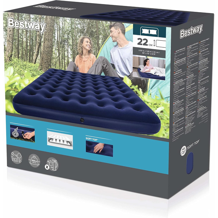 Надувний матрац Bestway King Single 203 x 183 x 22 см, сірий