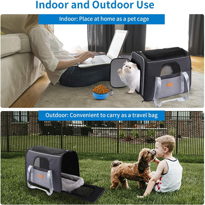 Транспортна переноска для собак, сіра, розмір L (47 x 32 x 36 см)