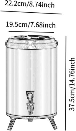 F Fityle Hot/Cold Beverage Dispenser, Tea Barrel with Tap, Water-Insulated Drink Dispenser, Drink Container for Camping/Kindergarten, 8L White
