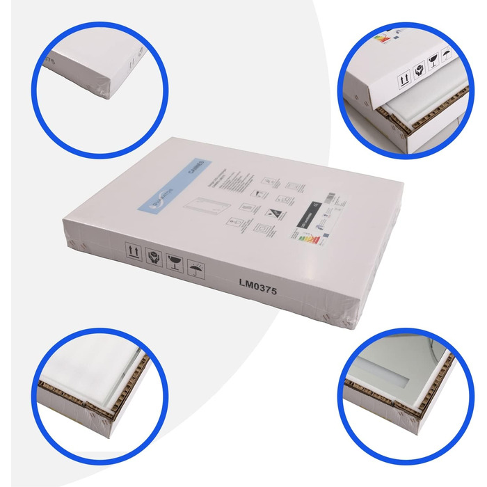 Дзеркало для ванної кімнати AQUABATOS 50x70 см LED з підсвічуванням, сенсорним вимикачем, регулюванням температури кольору (6400K), IP44, CE, енергозберігаюче, серія Echos