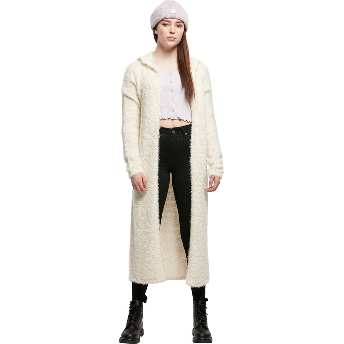 Кардиган жіночий Urban Classiс з капюшоном та пір'ям, чорний (3XL, Whitesand)