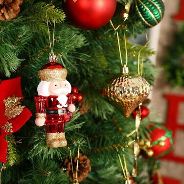 Набір прикрас на ялинку Shareconn 135 шт. - міцні ялинкові кулі з мотузкою, різні розміри та кольори (червоний, зелений, золотий) для декору ялинки в приміщенні та на вулиці