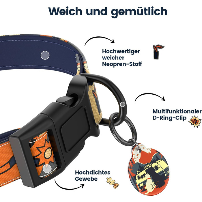 Набір повідка та нашийника для собак, регульований, чорний, S (28–43 см, 1.5 м)