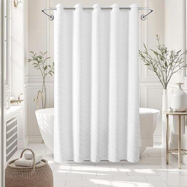 Водонепроникна штора для душу з тканини 180x190 см, 260 GSM, антигрибкова, сіра (біло-бохо) - Преміум якість