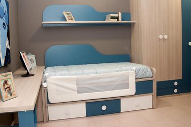 Дитяча захисна перегородка для ліжка 150x66 см, модель Ведмедик і Місяць, сіра, сертифікат SGS