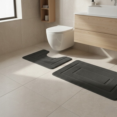 Килимок для ванної кімнати SmartHome, чорний, прямокутний, 50x80 см, з вирізом під унітаз