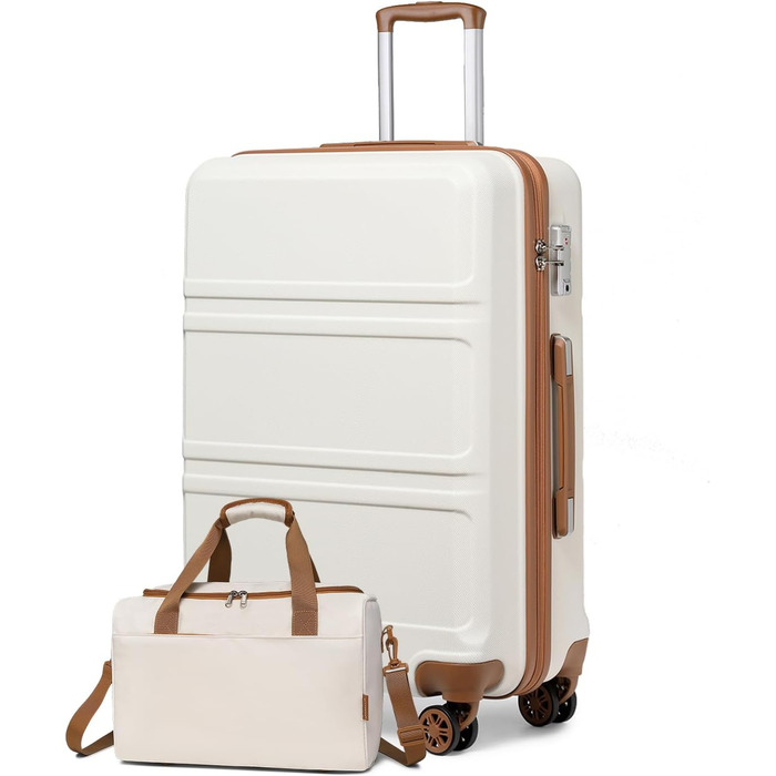 Набір валіз та сумок KONO: ручна валіза 55 см + сумка для ручної поклажі Ryanair (40x20x25 см), кремовий