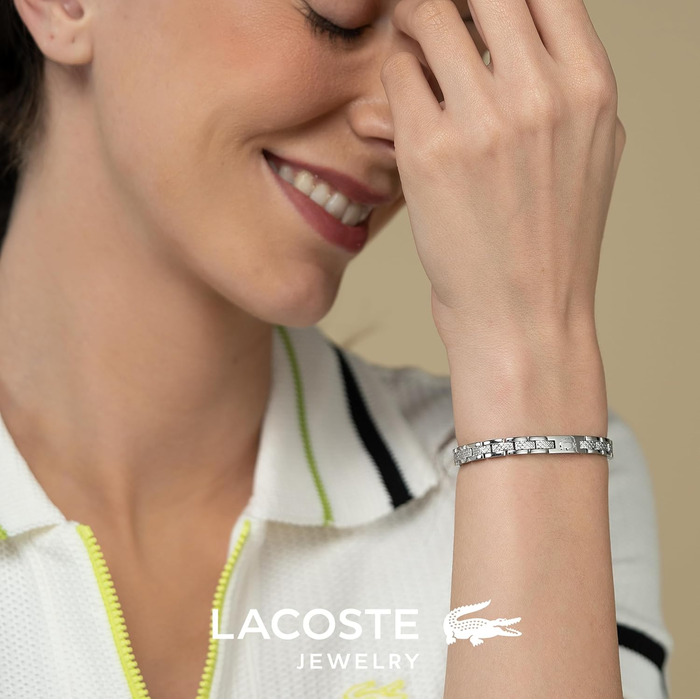 Браслет Lacoste MetroPole з застібкою-кнебелем, візерунок petit piqué, срібло (01), для жінок