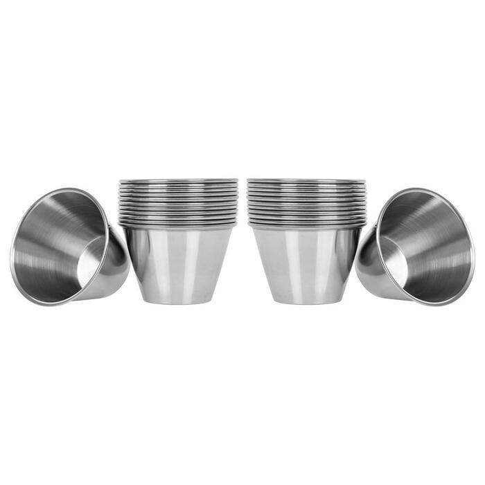 Stainless Steel Sauce Cups, 118 ml, Commercial Grade, Dip Sauce Cups, Single Spice Cups, Portion Cups, Mini Casserole Dishes, 24 Pieces Tezzorio