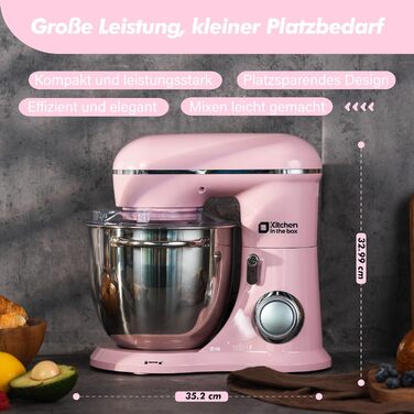 Кухонний комбайн Kitchen in the box: 6 л, 1300 Вт, 10+ швидкостей, з набором насадок (крюк, віночок, гак)