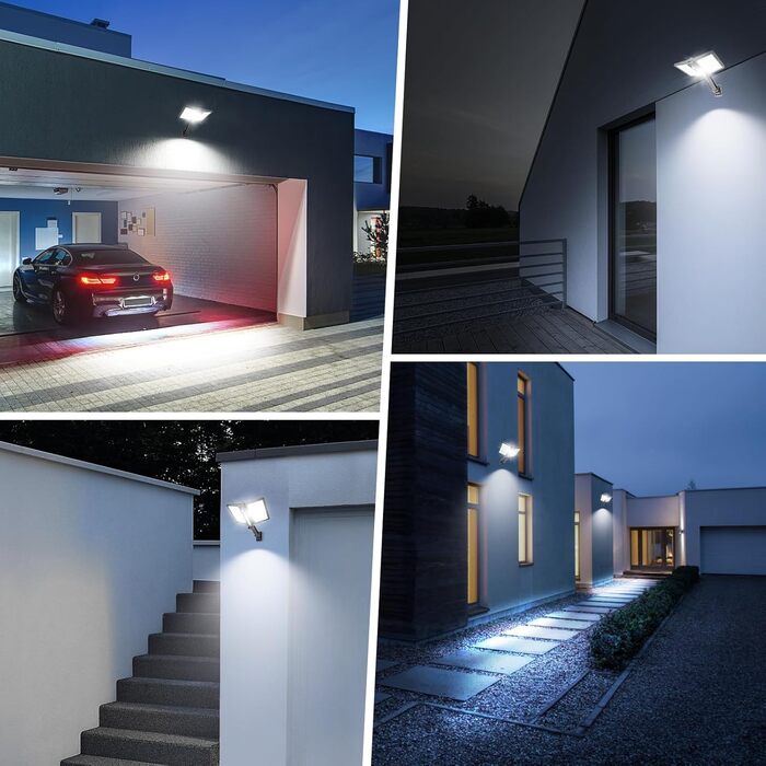 Street light spotlight guide light wall light with motion sensor 200W solar street lamp 180LED solar lights with remote control, 6500K outdoor floodlight for garden, hotel, courtyard, garage, pack of 2
