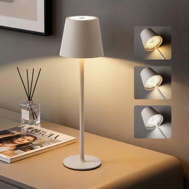 Настільна лампа бездротова акумуляторна Metalux Beige: світлодіодна, диммована, сенсорна, водонепроникна для дому та кемпінгу