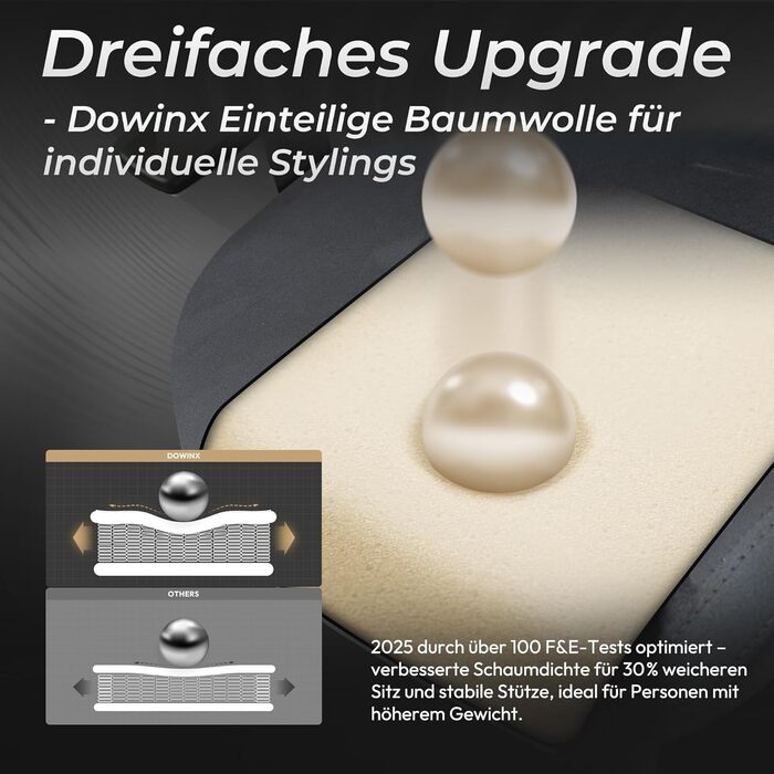 Ігровий крісло Dowinx з мікрофібри: дихаючий, ергономічний, з підніжкою (світло-сірий)