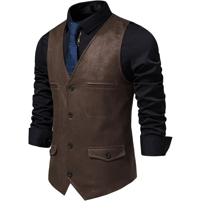 Чоловіча жилетка, формальна, без рукавів, V-подібний виріз, замша, бізнес-жилетка XL, колір кава