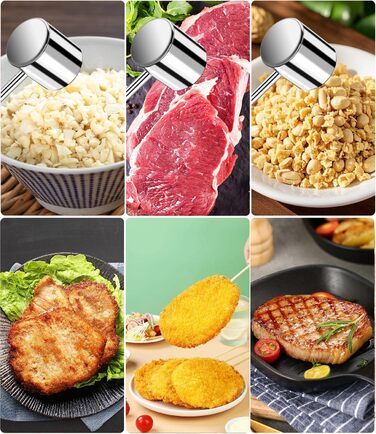 Fleischhmmer Bixury 27 см з нержавіючої сталі: подвійний молоток для м'яса з ребристою поверхнею для шніцелів, котлет, стейків, яловичини, свинини, курки (срібний)