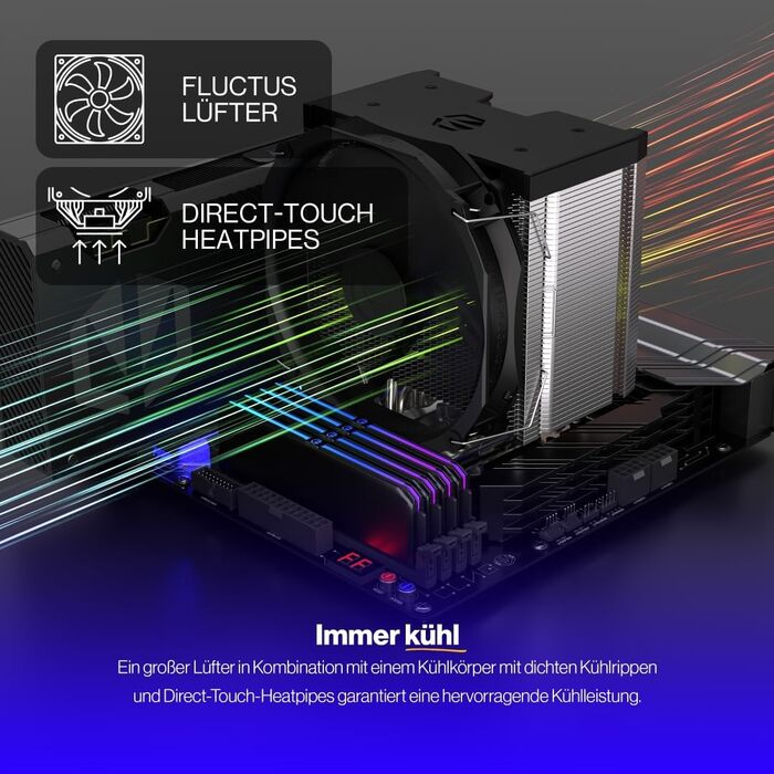 Охолоджувач процесора ENDORFY Fortis 5 з вентиляторами 140 мм та 120 мм, підтримка AM4/AM5/LGA1700/LGA1200, напівпасивний режим