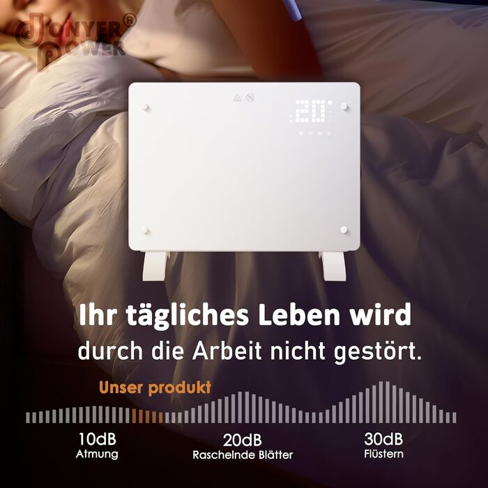 Конвектор DONYER POWER 2500W з Wi-Fi, 24H таймер, дистанційне керування, скло, настінний/підлоговий